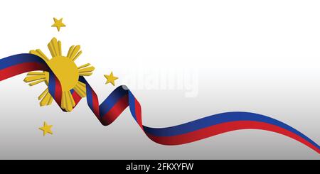 Motif de la fête de l'indépendance des Philippines avec ruban volant. Bon modèle pour le motif de la journée nationale des Philippines. Illustration de Vecteur