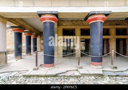 Palais Knossos, Crète, Grèce. Le Megaron de la Reine sur le site archéologique de Knossos se trouve dans le quartier des appartements royaux Banque D'Images