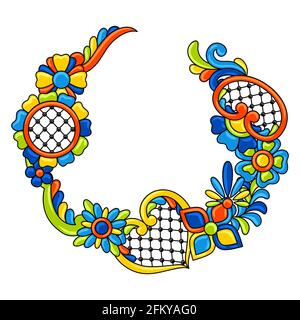 Élément décoratif avec motif talavera mexicain. Décoration avec fleurs ornementales. Arrière-plan avec motif de talavera mexicain. Décoration avec Illustration de Vecteur