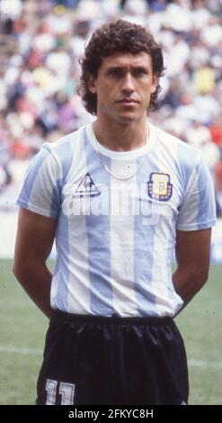 L'avant argentin Jorge Valdano. Coupe du monde de la FIFA, Mexique 1986 Banque D'Images