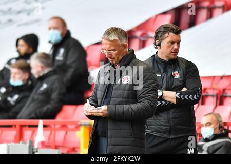 Londres, Royaume-Uni. 4 mai 2021. Charlton Athletic Manager Nigel Adkins lors du match Sky Bet League 1 entre Charlton Athletic et Lincoln City à The Valley, Londres, le mardi 4 mai 2021. (Credit: Ivan Yordanov | MI News) Credit: MI News & Sport /Alay Live News Banque D'Images