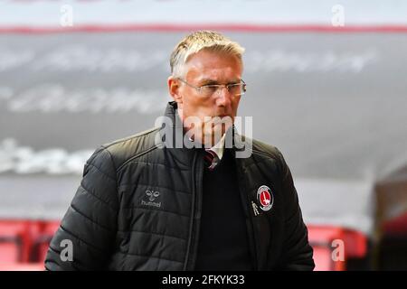 Londres, Royaume-Uni. 4 mai 2021. Charlton Athletic Manager Nigel Adkins lors du match Sky Bet League 1 entre Charlton Athletic et Lincoln City à The Valley, Londres, le mardi 4 mai 2021. (Credit: Ivan Yordanov | MI News) Credit: MI News & Sport /Alay Live News Banque D'Images