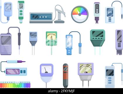 Jeu d'icônes de pH-mètre. Ensemble de dessins animés d'icônes vectorielles de ph-mètre pour la conception de sites Web Illustration de Vecteur