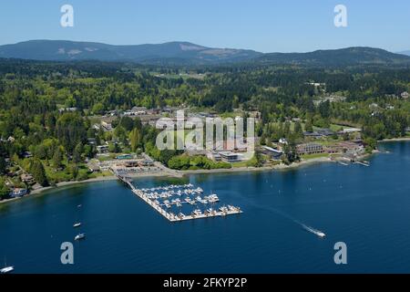 Port de plaisance de Mill Bay, photo aérienne, île de Vancouver (Colombie-Britannique) Banque D'Images