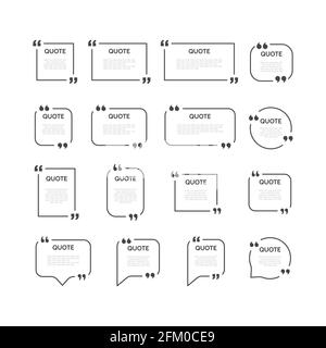 Jeu de vecteurs de modèle de cadre de devis. Bulle ou zone de texte avec guillemets. Illustration de Vecteur