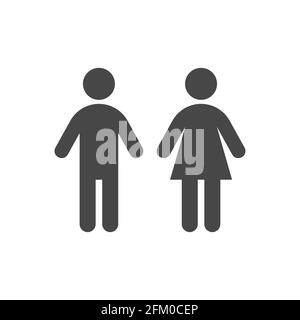 Homme et femme toilettes noir vecteur icône. Hommes, femmes, femme et messieurs figure de corps symboles wc. Illustration de Vecteur