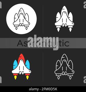 Icône de thème sombre de la navette spatiale Illustration de Vecteur