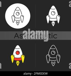 Icône sur le thème sombre de la fusée spatiale Illustration de Vecteur