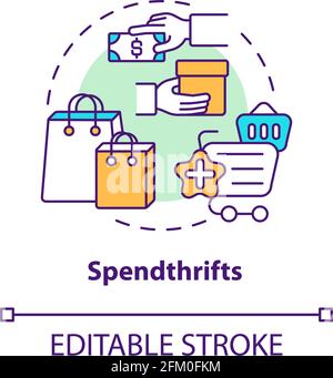 Icône de concept de spendthrifts Illustration de Vecteur