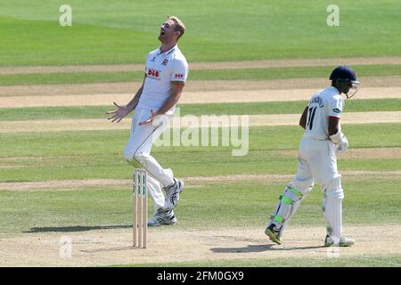 Paul Walter, d'Essex, célèbre la prise de la cricket de Shivnarine Chanderpaul lors de la CCC d'Essex contre la CCC du Lancashire, Specsavers County Championship Divisi Banque D'Images