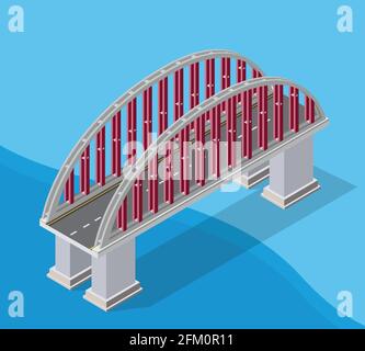 Le pont de l'infrastructure urbaine est isométrique pour les jeux Illustration de Vecteur