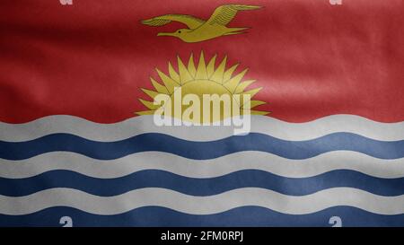 Drapeau d'IKiribati qui agite dans le vent. Gros plan de la bannière kirghize soufflant, doux et lisse soie. Tissu texture ensign arrière-plan. Utilisez-le pour le nat Banque D'Images