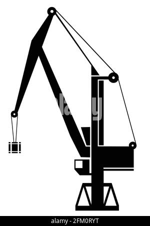 Vecteur tour grue silhouette objet élément rétro de l'industrie Illustration de Vecteur