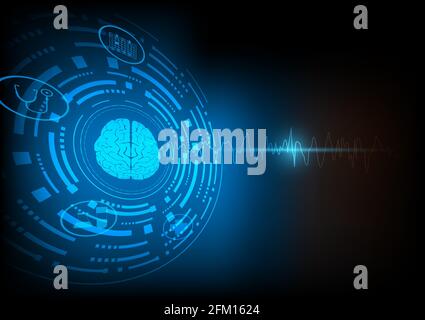 Crise focale. Illustration du cerveau humain et de l'électroencéphalograhie ou EEG provenant d'un début régional. Expérience technologique. Illustration de Vecteur