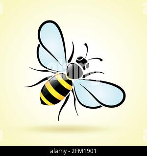 Illustration de l'abeille sur fond blanc Illustration de Vecteur