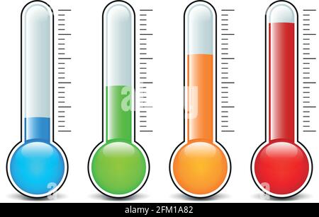 Illustration de la conception de quatre icônes de thermomètres Illustration de Vecteur