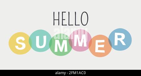 Bannière abstraite moderne de couleur avec texte - Hello Summer. Illustration de Vecteur