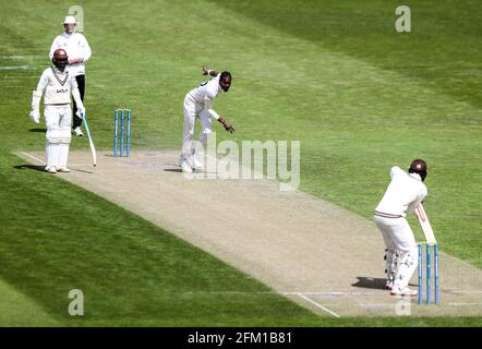 Au cours du deuxième jour du match, au 1er Central County Ground, Hove, à Sussex, Jofra Archer. Date de la photo: Mercredi 5 mai 2021. Voir PA Story CRICKET Sussex. Le crédit photo devrait se lire: Kieran Cleeves/PA Wire. Usage éditorial uniquement. Aucune utilisation commerciale sans le consentement écrit préalable de la BCE. Utilisation d'images fixes uniquement. Aucune image mobile à émuler. Pas de suppression ou d'obscurcissement des logos du sponsor. Banque D'Images