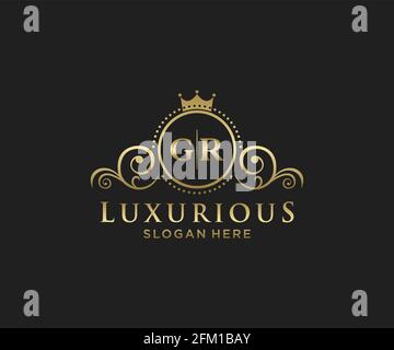 Modèle de logo GR Letter Royal Luxury dans les illustrations vectorielles pour les restaurants, les royalties, les boutiques, les cafés, les hôtels, Heraldic, bijoux, mode et autres illustrations vectorielles Illustration de Vecteur