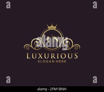 DANS le modèle lettre Royal Luxury logo en illustrations vectorielles pour les restaurants, les royalties, les boutiques, les cafés, les hôtels, Heraldic, bijoux, mode et autres illustrations vectorielles Illustration de Vecteur