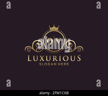 Modèle de logo de luxe VO Letter Royal dans les illustrations vectorielles pour les restaurants, les royalties, les boutiques, les cafés, les hôtels, Heraldic, bijoux, mode et autres illustrations vectorielles Illustration de Vecteur