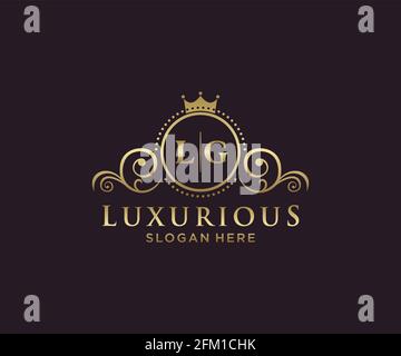 Modèle de logo LG Letter Royal Luxury dans les illustrations vectorielles pour les restaurants, les royalties, les boutiques, les cafés, les hôtels, Heraldic, bijoux, mode et autres illustrations vectorielles Illustration de Vecteur