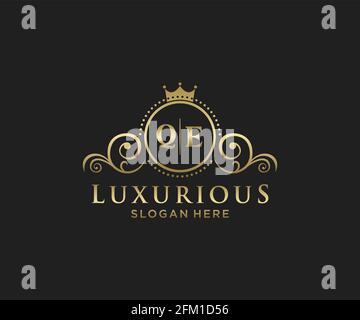 Modèle de logo de luxe Royal lettre QE en illustrations vectorielles pour les restaurants, les royalties, les boutiques, les cafés, les hôtels, Heraldic, bijoux, mode et autres illustrations vectorielles Illustration de Vecteur