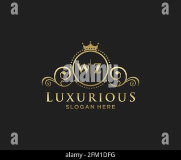 Modèle de logo WZ Letter Royal Luxury dans les illustrations vectorielles pour les restaurants, les royalties, les boutiques, les cafés, les hôtels, Heraldic, bijoux, mode et autres illustrations vectorielles Illustration de Vecteur