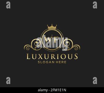 Modèle de logo WF lettre Royal Luxury dans un dessin vectoriel pour restaurant, Royalty, Boutique, café, Hôtel, Heraldic, bijoux, mode et autres illustrations vectorielles Illustration de Vecteur