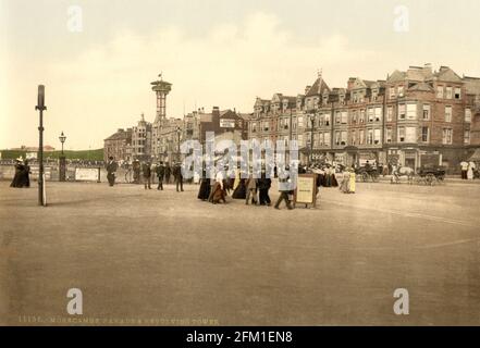 Morecambe Parade et la tour tournante de Warwick dans le Lancashire vers 1890-1900 Banque D'Images