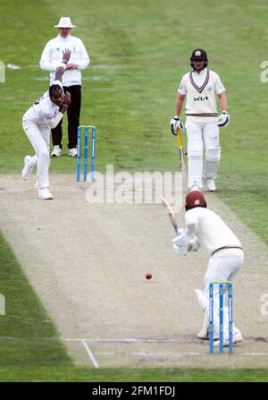 Au cours du deuxième jour du match, au 1er Central County Ground, Hove, à Sussex, Jofra Archer. Date de la photo: Mercredi 5 mai 2021. Voir PA Story CRICKET Sussex. Le crédit photo devrait se lire: Kieran Cleeves/PA Wire. Usage éditorial uniquement. Aucune utilisation commerciale sans le consentement écrit préalable de la BCE. Utilisation d'images fixes uniquement. Aucune image mobile à émuler. Pas de suppression ou d'obscurcissement des logos du sponsor. Banque D'Images