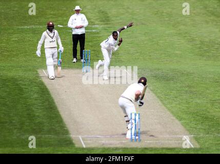 Au cours du deuxième jour du match, au 1er Central County Ground, Hove, à Sussex, Jofra Archer. Date de la photo: Mercredi 5 mai 2021. Voir PA Story CRICKET Sussex. Le crédit photo devrait se lire: Kieran Cleeves/PA Wire. Usage éditorial uniquement. Aucune utilisation commerciale sans le consentement écrit préalable de la BCE. Utilisation d'images fixes uniquement. Aucune image mobile à émuler. Pas de suppression ou d'obscurcissement des logos du sponsor. Banque D'Images