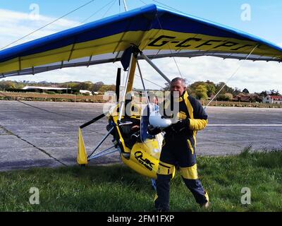 Scottish Lib DEM leader une bande d'air près de North Berwick dirigée par East of Scotland MicroLights après avoir pris le ciel au-dessus de North Berwick et le Firth of Forth pendant la campagne pour les élections parlementaires écossaises. Date de la photo: Mercredi 5 mai 2021. Banque D'Images