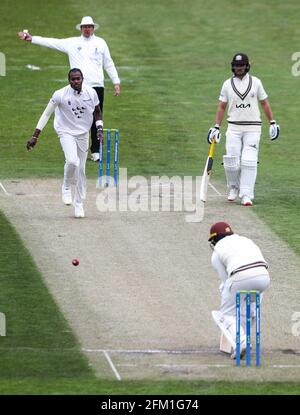 Au cours du deuxième jour du match, au 1er Central County Ground, Hove, à Sussex, Jofra Archer. Date de la photo: Mercredi 5 mai 2021. Voir PA Story CRICKET Sussex. Le crédit photo devrait se lire: Kieran Cleeves/PA Wire. Usage éditorial uniquement. Aucune utilisation commerciale sans le consentement écrit préalable de la BCE. Utilisation d'images fixes uniquement. Aucune image mobile à émuler. Pas de suppression ou d'obscurcissement des logos du sponsor. Banque D'Images