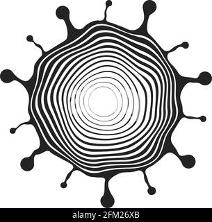 lignes ondulées noires concentriques qui forment une forme organique abstraite arrondie. lignes demi-ton d'épaisseur différente. élément vectoriel pour la conception Illustration de Vecteur