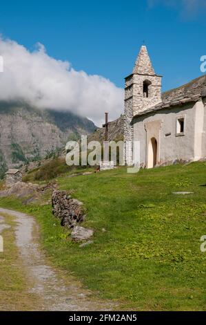 Chapelle Saint-Pierre dans le hameau d'Averole, Bessans, haute-Maurienne, Savoie (73), région Auvergne-Rhône-Alpes, France Banque D'Images