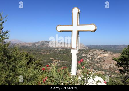 Traversez le monastère de Tsambika sur l'île de Rhodes, en Grèce Banque D'Images