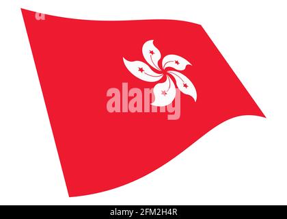 Hong Kong Waving drapeau 3d illustration isolée sur blanc avec masque Banque D'Images