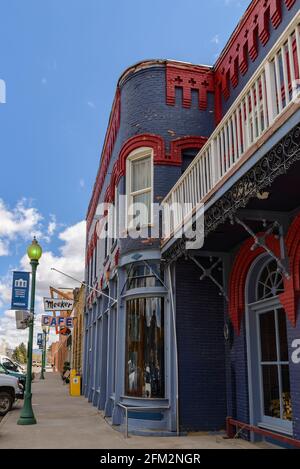 Ancien hôtel de l'Ouest dans la petite ville historique de Meeker, Colorado, Etats-Unis. Banque D'Images