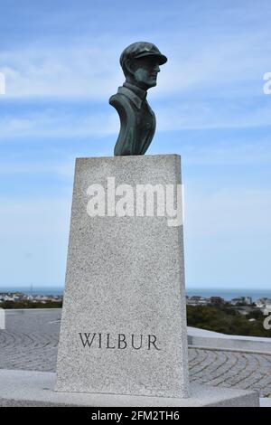 Un buste de Wilbur Wright au monument commémoratif national des frères Wright. Banque D'Images