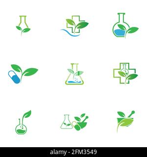 ensemble de modèles de logo de conception de médecine naturelle Illustration de Vecteur