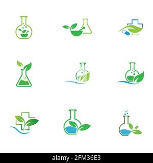 ensemble de modèles de logo de conception de médecine naturelle Illustration de Vecteur