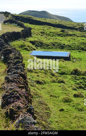 Champs dans les contreforts du volcan Pico, archipel des Açores Banque D'Images
