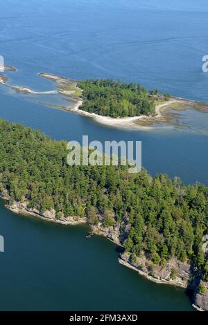 Île Choux et île Tumbo, réserve de parc national du Canada des îles Gulf, île Saturna. Colombie-Britannique, Canada. Banque D'Images