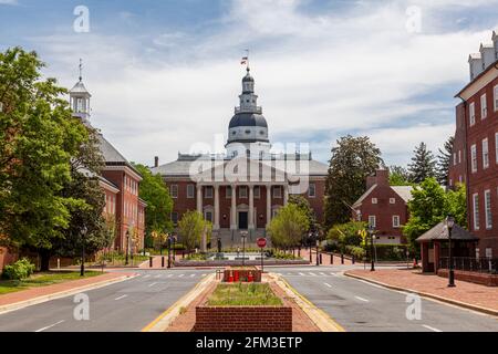 Bâtiment historique du Capitole de l'État du Maryland à Annapolis, la plus ancienne maison d'État encore en service. D'autres bâtiments du gouvernement de l'État tels que le tribunal o Banque D'Images