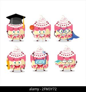 Élève de l'école de gâteau de suété personnage de dessin animé de cerise avec diverses expressions. Illustration vectorielle Illustration de Vecteur