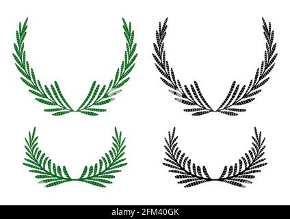 Ensemble de cadres avec herbes naturelles des champs. Couronnes à imprimé noir et coloré avec fenouil. Branches de plantes. Modèle vectoriel pour invitations, voiture Illustration de Vecteur