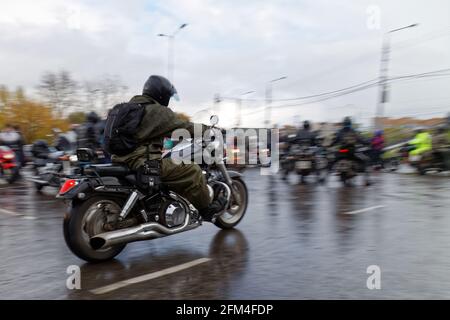 Ulyanovsk, Russie - 15 octobre 2016. Motocyclistes à la réunion consacrée à la fermeture de la saison d'équitation. Banque D'Images