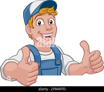 Caricature de bricoleur Construction Gardien Man Illustration de Vecteur