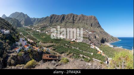 Vallée inférieure d'Hermigua sur l'île de la Gomera, îles Canaries, Espagne Banque D'Images